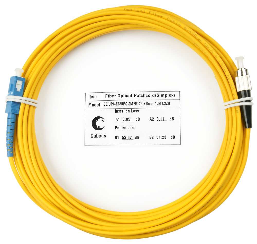 Оптический патч-корд SC-FC Cabeus FOP(s)-9-SC-FC-15m 9/125 15 метров