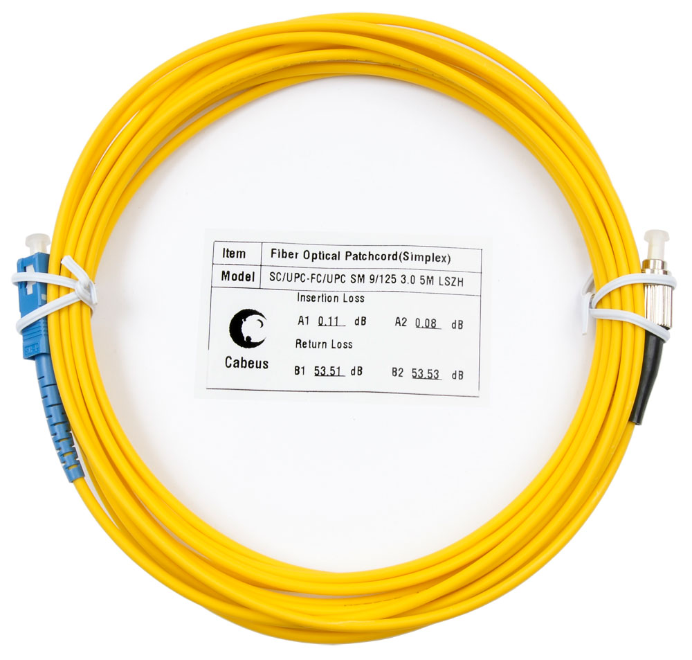 Оптический патч-корд SC-FC Cabeus FOP(s)-9-SC-FC-5m 9/125 5 метров