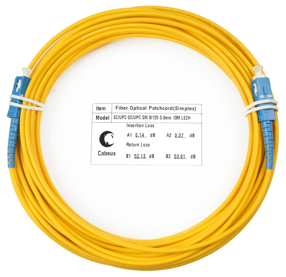 Оптический патч-корд SC-SC Cabeus FOP(s)-9-SC-SC-10m 9/125 10 метров