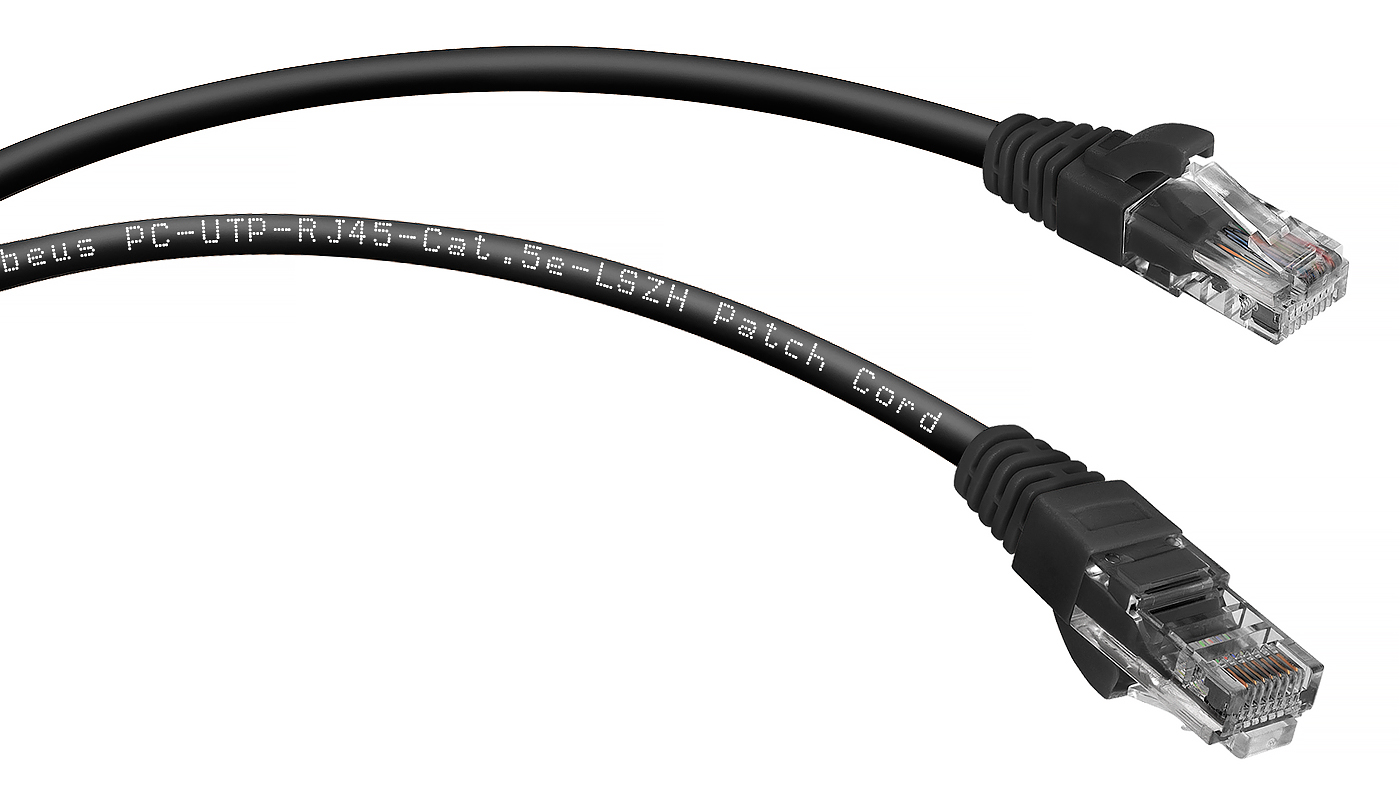 Патч-корд Rj-45 Cabeus PC-UTP-RJ45-Cat.5e-1.5m-BK-LSZH кат.5е 1.5 метра черный