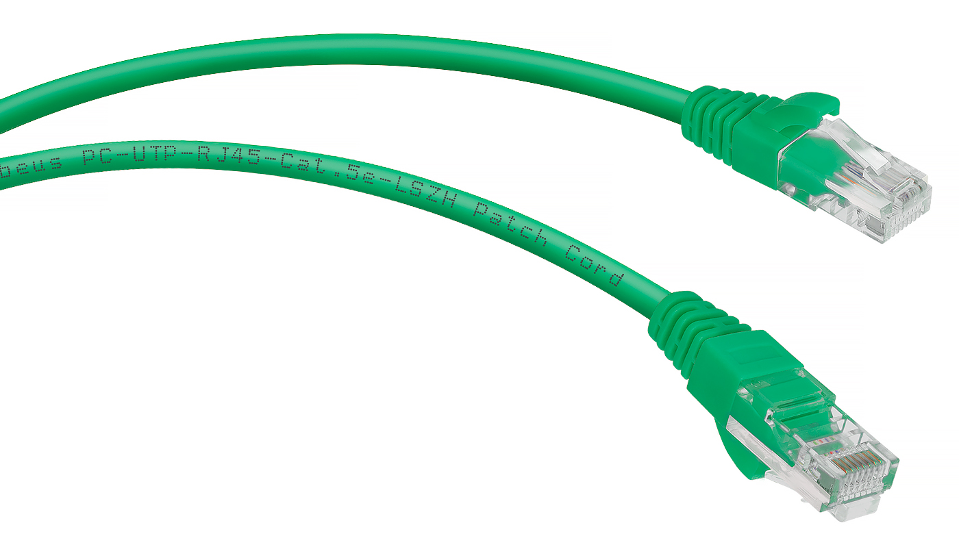 Патч-корд Rj-45 Cabeus PC-UTP-RJ45-Cat.5e-1m-GN-LSZH кат.5е 1 метр зеленый