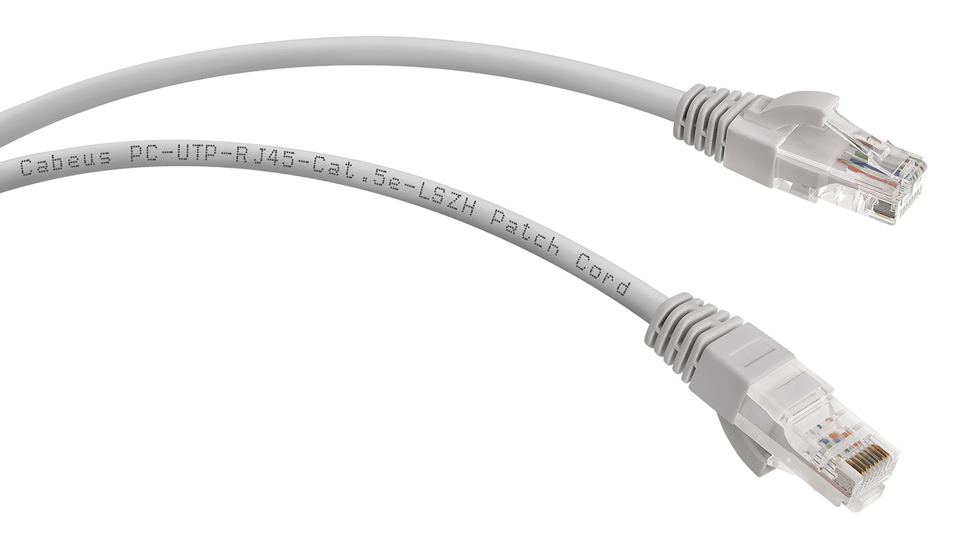 Патч-корд Rj-45 Cabeus PC-UTP-RJ45-Cat.5e-1m-LSZH кат.5е 1 метр серый