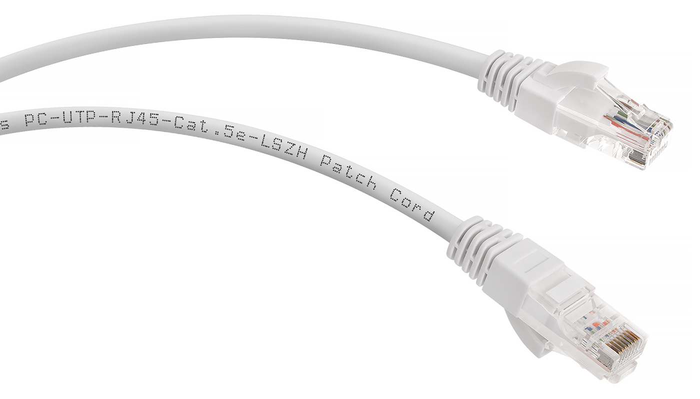 Патч-корд Rj-45 Cabeus PC-UTP-RJ45-Cat.5e-1m-WH-LSZH кат.5е 1 метр белый