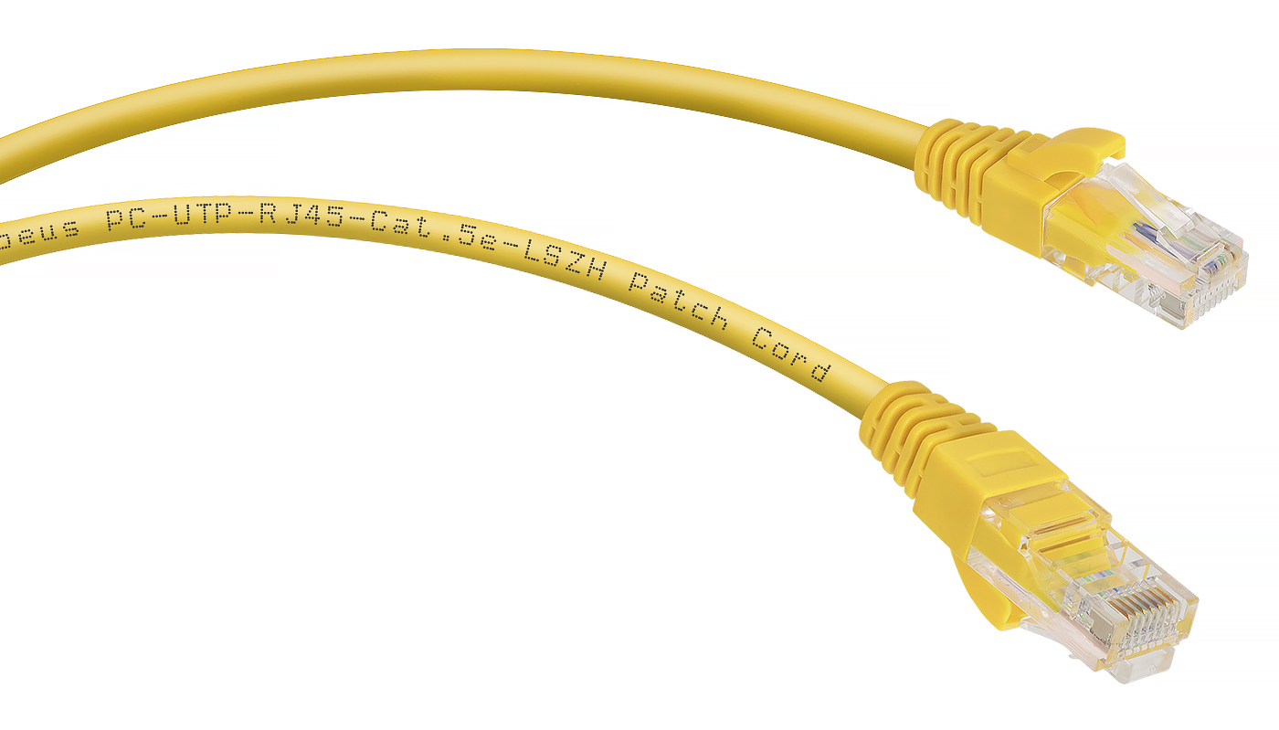 Патч-корд Rj-45 Cabeus PC-UTP-RJ45-Cat.5e-1m-YL-LSZH кат.5е 1 метр желтый