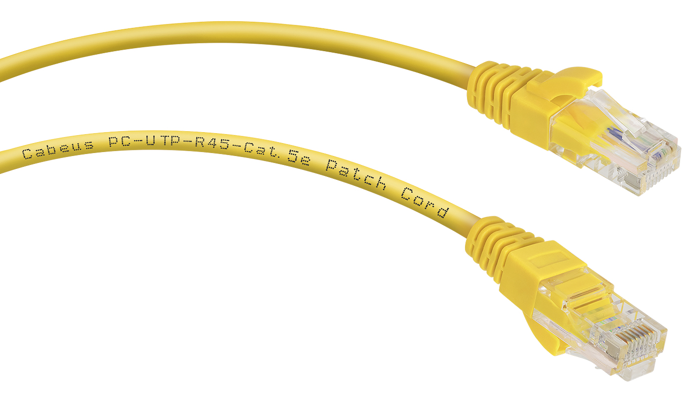Патч-корд Rj-45 Cabeus PC-UTP-RJ45-Cat.5e-1m-YL кат.5е 1 метр желтый
