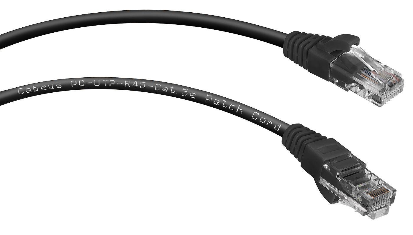 Патч-корд Rj-45 Cabeus PC-UTP-RJ45-Cat.5e-2m-BK кат.5е 2 метра черный