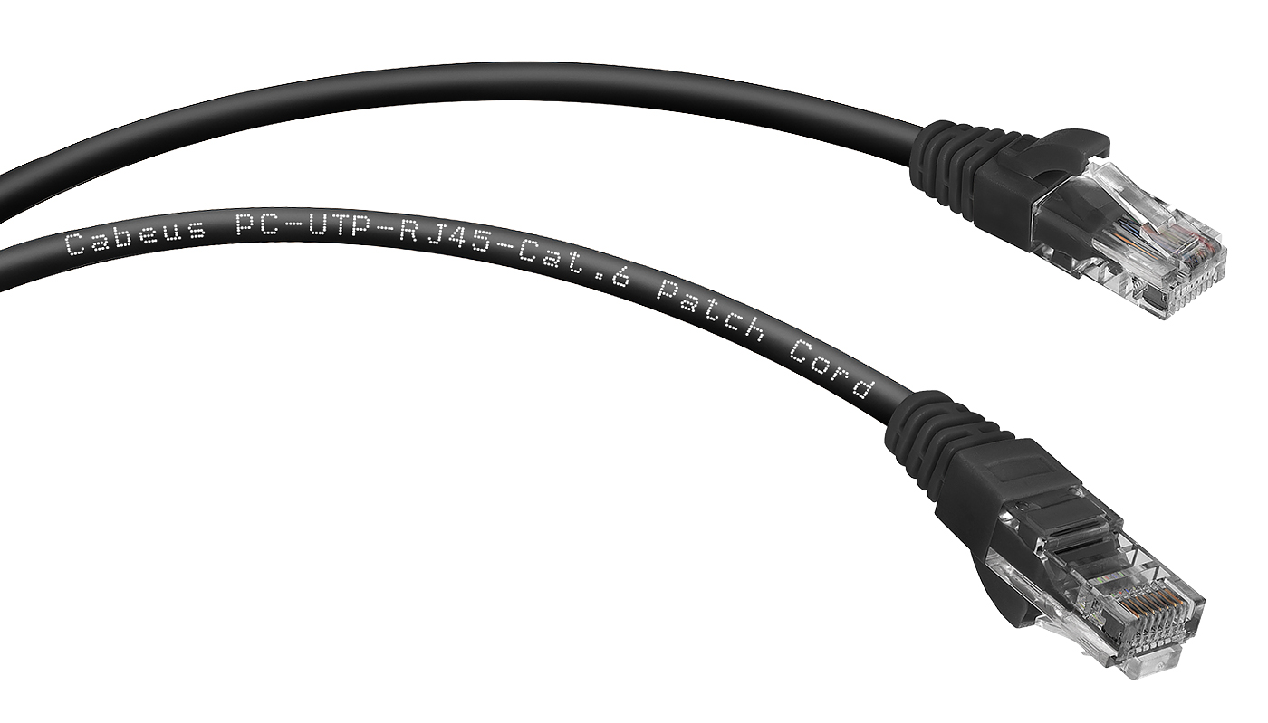 Патч-корд Rj-45 Cabeus PC-UTP-RJ45-Cat.6-0.3m-BK кат.6 0.3 метра черный