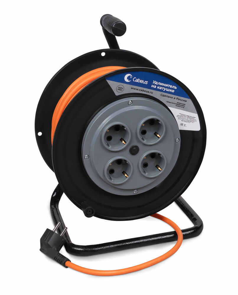 Удлинитель Cabeus EC-C-2.2-G-30 ПВС 2200 Вт 30м на катушке (С/з)