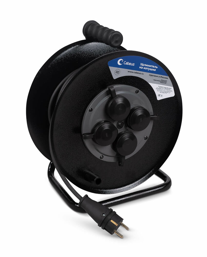 Удлинитель Cabeus EC-C-3.5-FR-G-30-IP44 силовой КГ 3500 Вт 30м на металлической катушке (c/з)