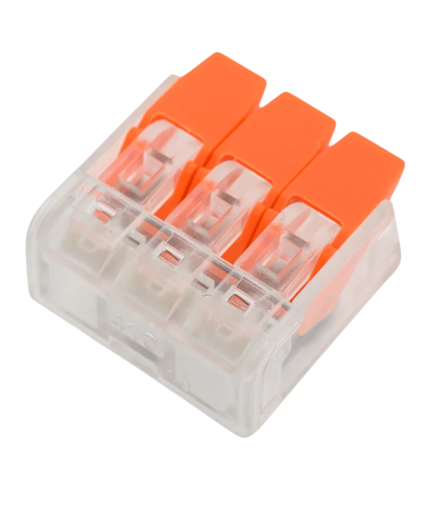 Клемма Cabeus MX-413 соединительная универсальная 3-х проводная с рычагом 0,14-2,5/4,0 WAGO 221-413 купить с доставкой по РФ