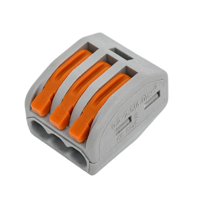 Клемма Cabeus PCT-213 соединительная универсальная 3-х проводная с рычагом 0,08-2,5/4,0 купить с доставкой по РФ