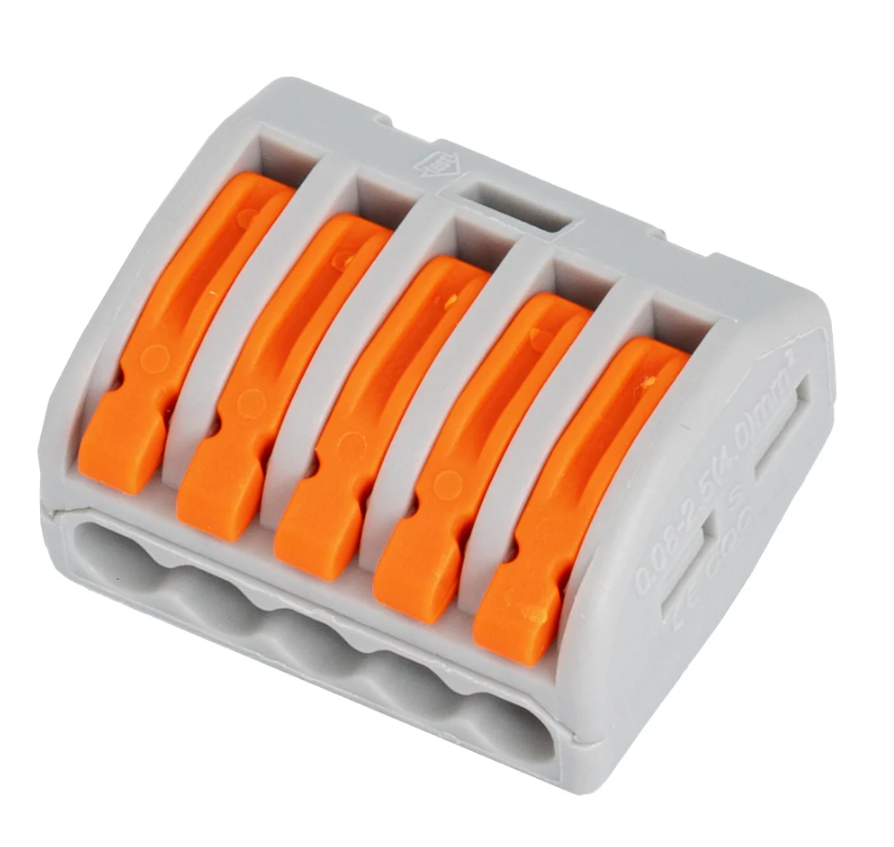 Клемма Cabeus PCT-215 соединительная универсальная 5-ти проводная с рычагом 0,08-2,5/4,0 WAGO 222-415 купить с доставкой по РФ