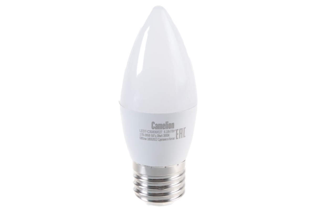Лампа светодиодная Camelion E27 7W 4500K LED7-C35/845/E27 12078