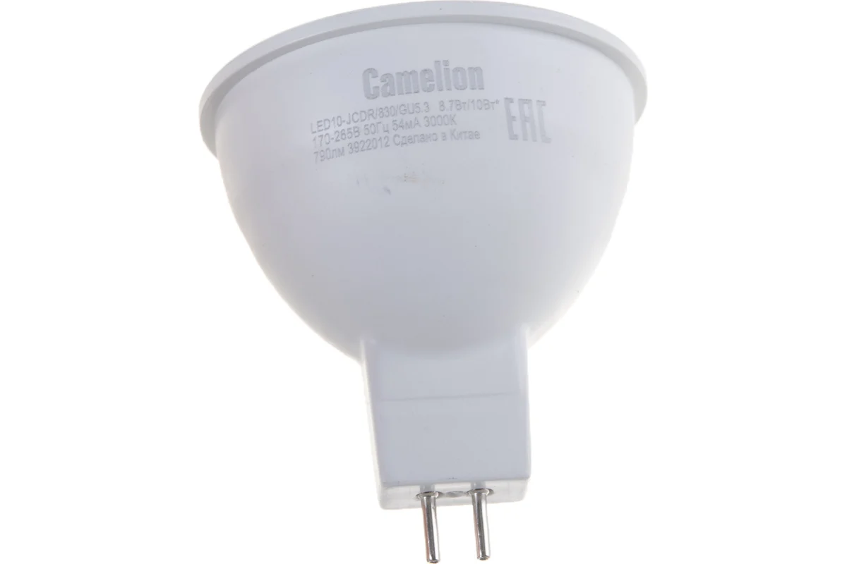 Лампа светодиодная Camelion GU5.3 10W 3000K LED10-JCDR/830/GU5.3 13684