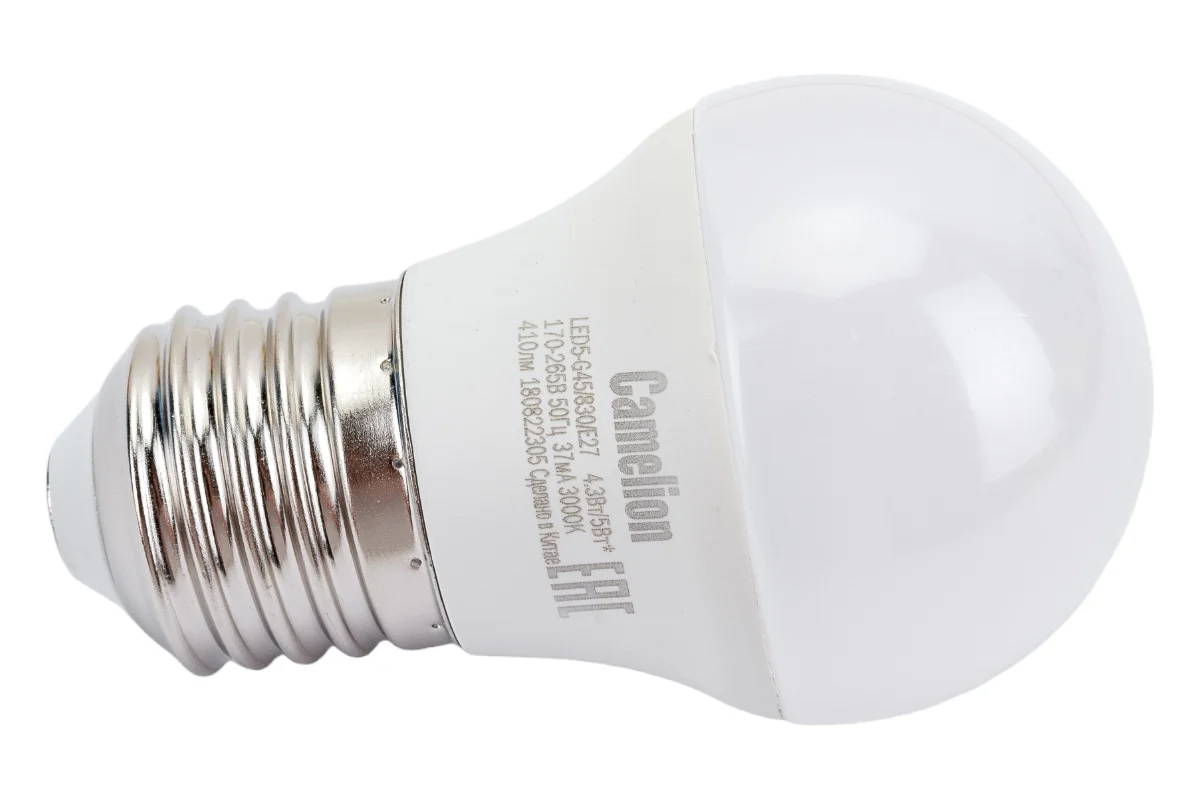 Лампа светодиодная Camelion E27 5W 3000K LED5-G45/830/E27 12028 заказать со складов по всей России