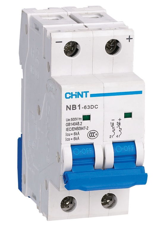 Выключатель автоматический модульный CHINT 2п C 1А 6кА NB1-63DC 500В DC (R) купить с доставкой по РФ