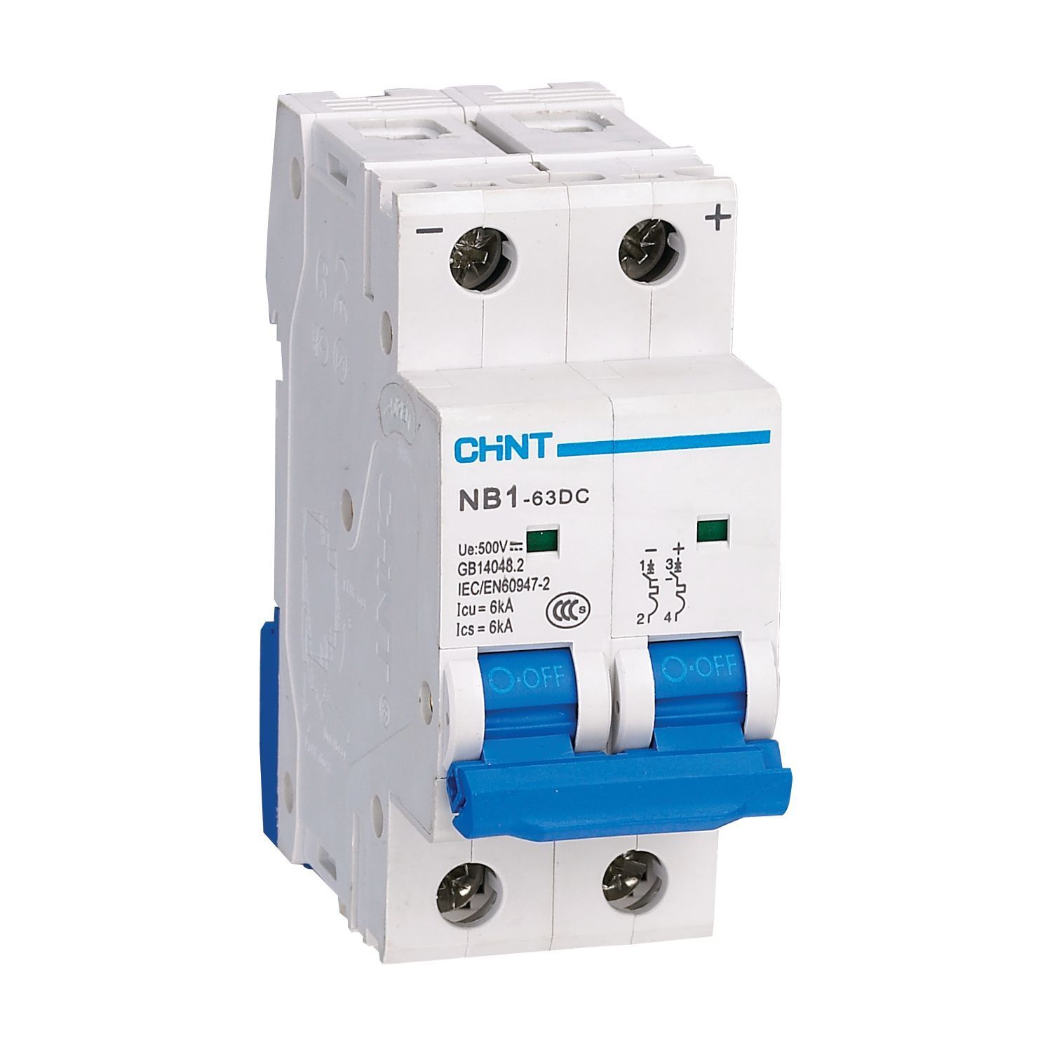 Автоматический выключатель CHINT NB1-63DC 2P C63A DC500В 6kA