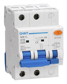Диф. авт. выкл. CHINT NB1L 2P C25 30mA тип AC 10kA (54mm) (R) купить с доставкой по РФ