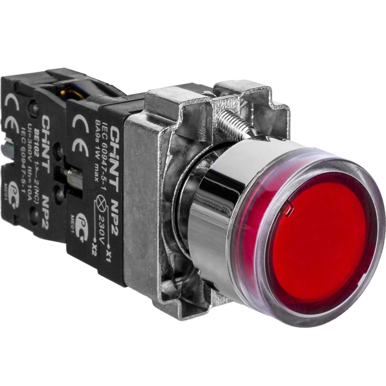 Кнопка управления CHINT NP2-BW3461 1НО красный AC/DC 230В(LED) IP40 (R) 574080