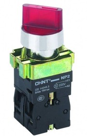 Переключатель CHINT NP2-BK12461 2 полож. с фиксацией 1НО красн. AC/DC 220В (LED) IP40 574697