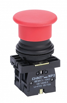 Кнопка управления CHINT "Грибок" NP2-ES542 d40мм (2) 1НЗ IP40 с фиксацией без подсветки красный 574833