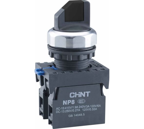 Переключатель без подсветки NP8-11X/212 2 полож. с фиксацией черн. 1НО+1НЗ IP65 (R) CHINT 578129