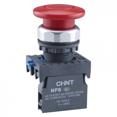 Кнопка управления CHINT NP8-11M/14 "Грибок" красная