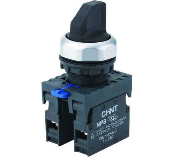 Переключатель с фиксацией CHINT NP8-10X/21 без подсветки 1НО черн. IP65 (R) 578661