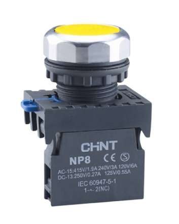 Кнопка управления CHINT NP8-10BN/5 без подсветки желтая 1НО IP65 (R) купить с доставкой по РФ