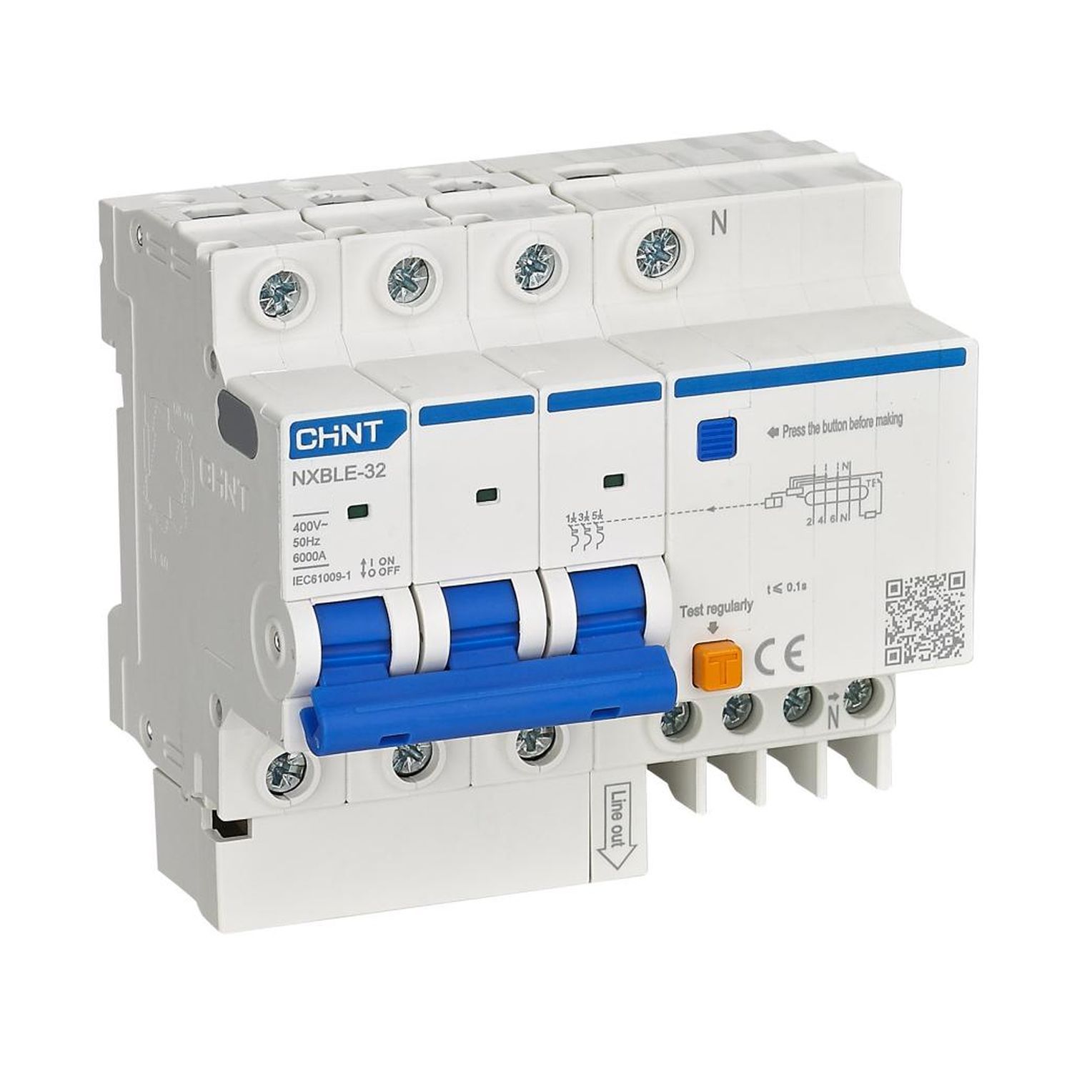Автоматический выключатель дифференциального тока Chint nxble-32 3p+n c25 30ma тип ac 6ka купить с доставкой по РФ
