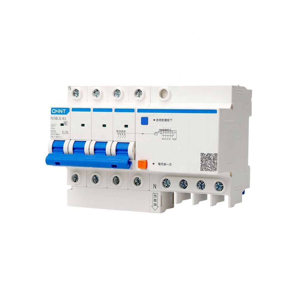 Дифференциальный автомат CHINT NXBLE-63 4P C20 30mA тип AC 6kA