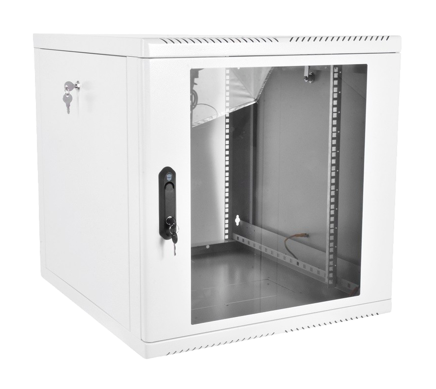 Коммутационный шкаф настенный 19" 12U ЦМО ШРН-М-12.500 стеклянная дверь серый