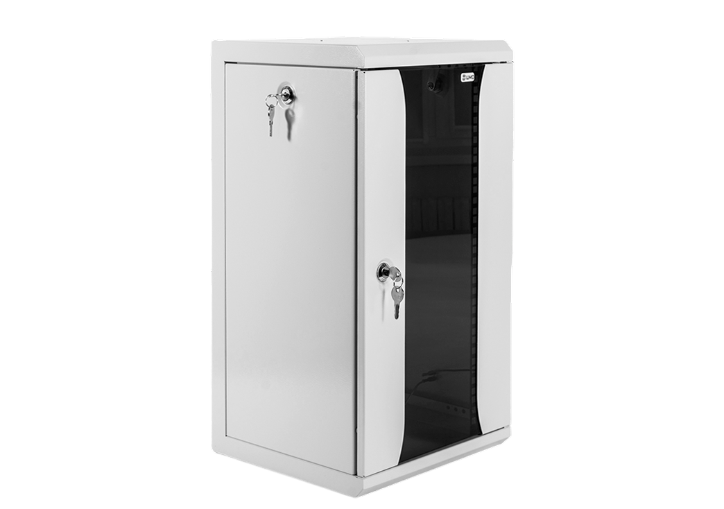 Шкаф коммутационный настенный 10" 8U ЦМО ШРН-8.255-10 стеклянная дверь серый