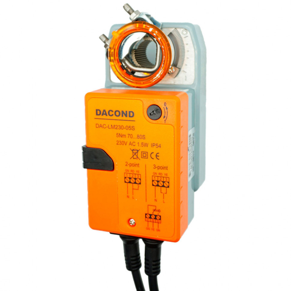 Привод воздушной заслонки Dacond DAC-LM 20 Н*м, 0(2)-10В, 0(4)-20мА, AC/DC 24В