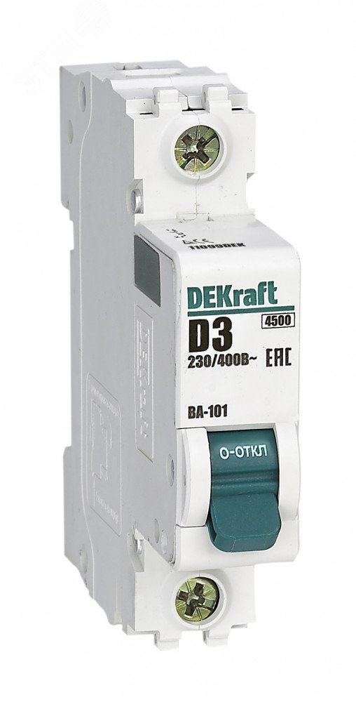 Автоматический выключатель Dekraft ВА-101 1P 3А D 4.5кА