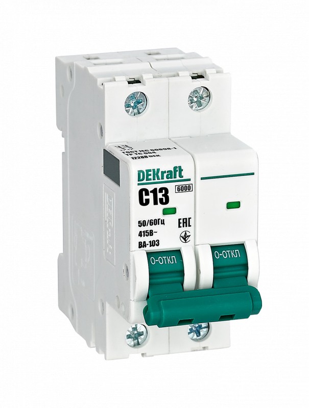 Автоматический выключатель Dekraft ВА-103 2P 13А C 6кА