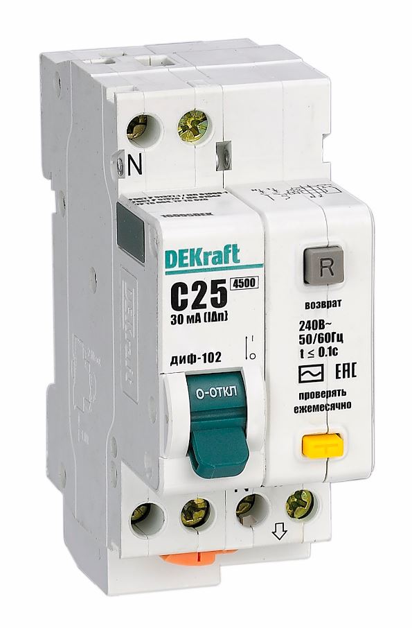 Выключатель автоматический Dekraft SchE ДИФ-102 1P+N, 6А, 30mA, тип AC, 4,5kA