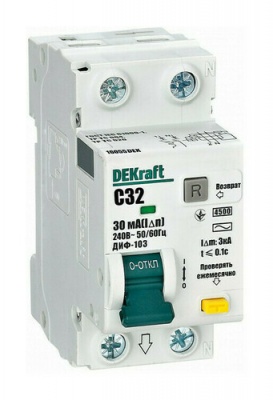 Дифавтомат DEKraft ДИФ-103 1P+N 40А C 4.5 кА 30 мА AC