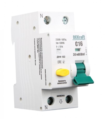Дифавтомат DEKraft ДИФ-103 1P+N 40А C 6 кА 30 мА AC