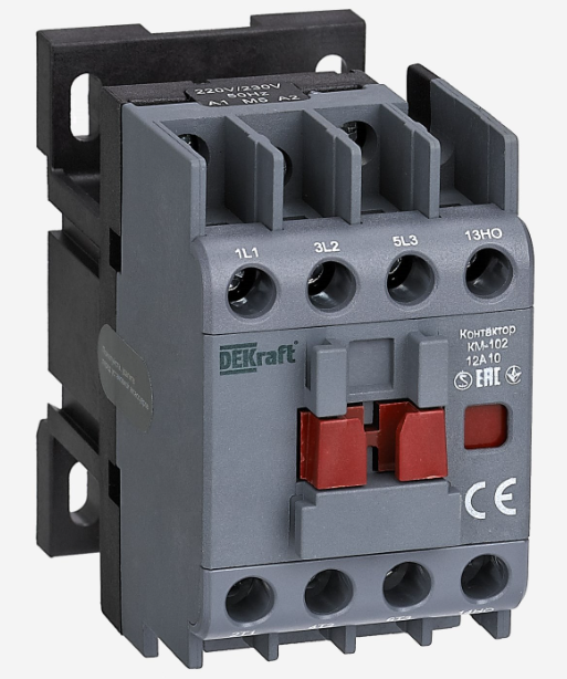 Контактор DEKraft 12А 230В AC АС3 АС4 1НО+1НЗ КМ-102 купить с доставкой по РФ