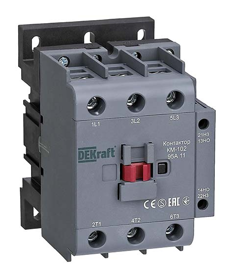 Контактор DEKraft КМ-102 3п 95А кат. 400В AC 1НО+1НЗ AC-3 AC-4