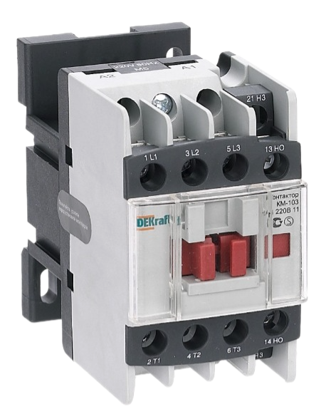 Контактор DEKraft КМ-103 12А катушка 24В AC 1НО+1НЗ AC-3