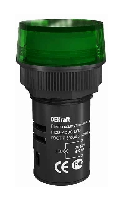 Арматура светосигнальная Dekraft AD-22DS 220В LED ЛK-22 зел. SchE