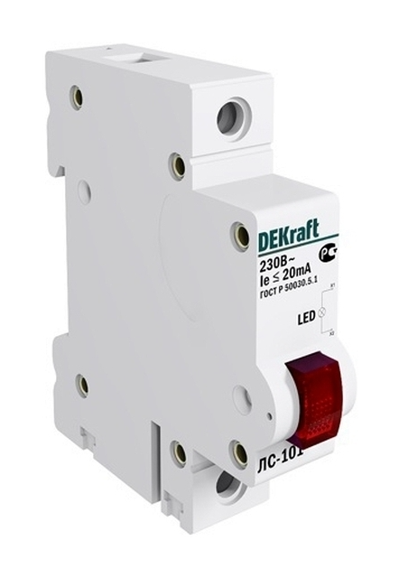 Лампа сигнальная Dekraft на DIN-рейку 1p красная SchE