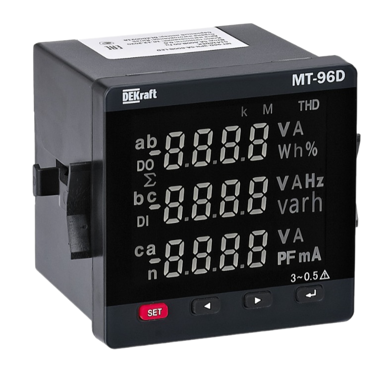 Мультиметр цифровой Dekraft МТ-72D 3ф вх. 600В 5А RS-485 72х72мм LED-дисплей