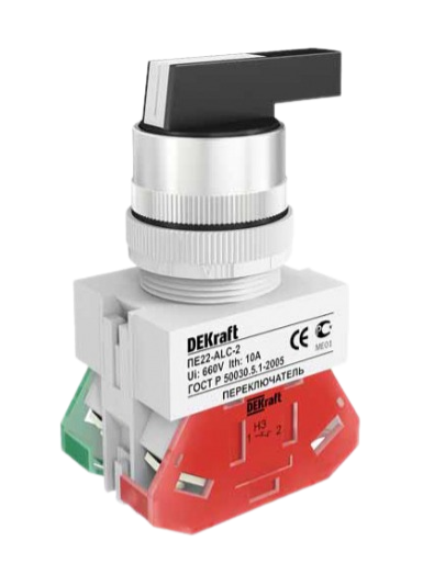 Переключатель Dekraft ALC-2 22мм 2 позиции I-O черная длинная ручка