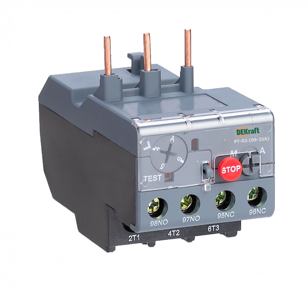 Реле тепловое для контакторов Dekraft РТ-02 09А-25А 7.0А-10А