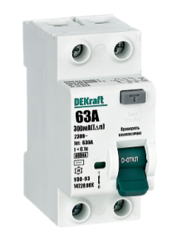 Выключатель дифференциального тока Dekraft УЗО 03-6кА-2P-063А-300-AC