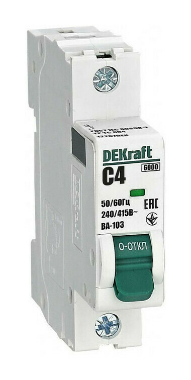 Автоматический выключатель Dekraft ВА-103 1-полюсный, 2А, 6kА (хар-ка C) 12265DEK