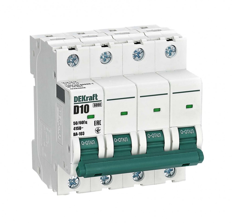 Выключатель автоматический DEKraft 4П D 10А 6кА ВА-103 (12383DEK) Schneider Electric купить с доставкой по РФ